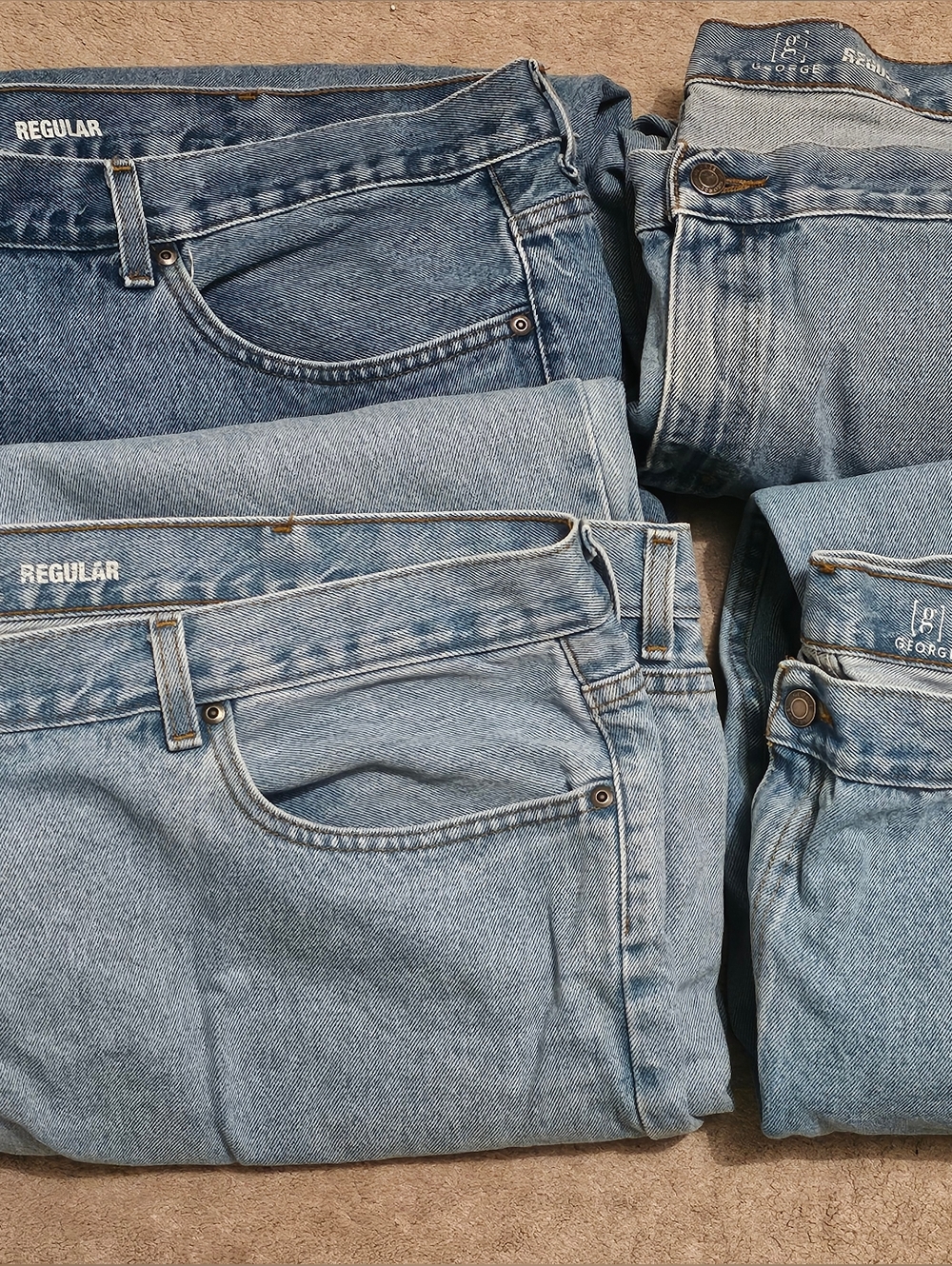 Men's Regular Light Blue Jeans - Classic Straight Fit 52 X 30 Lot Of 4
